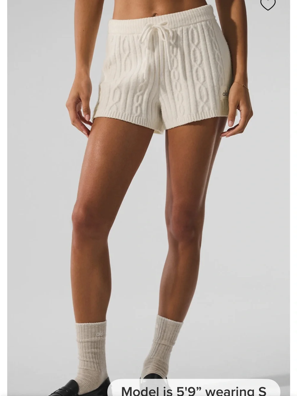 ALO Yoga Cream Cable Knit High-Waist Shorts